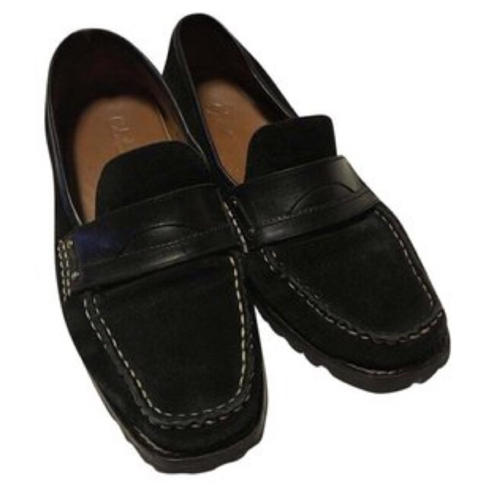 Cole Haan Black Suede and Leather Penny Loafer